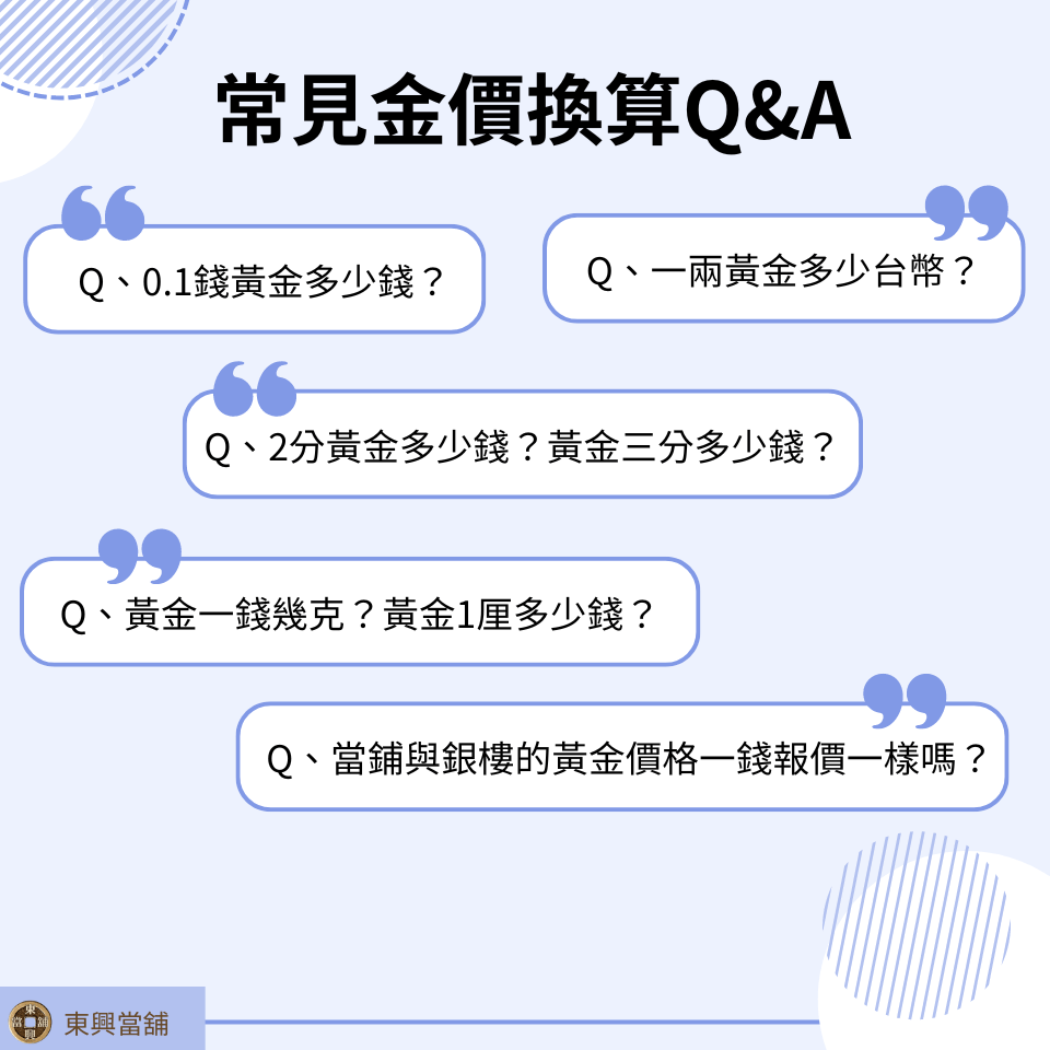 常見金價換算繼續看