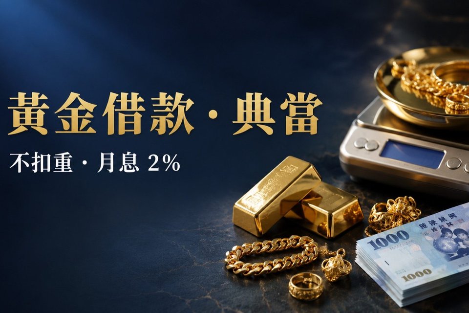 黃金借款典當,不扣重、月息2%｜東興台中當舖
